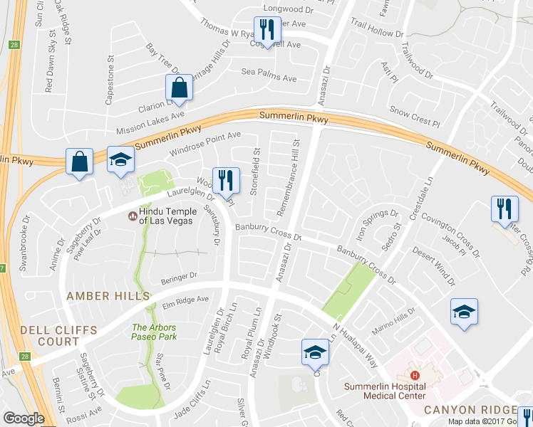 map of restaurants, bars, coffee shops, grocery stores, and more near 1508 Stonefield Street in Las Vegas