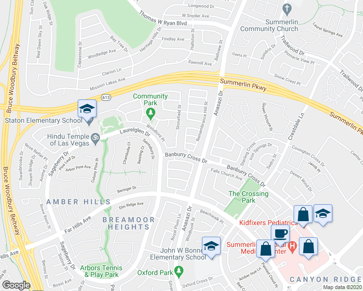 map of restaurants, bars, coffee shops, grocery stores, and more near 1508 Stonefield Street in Las Vegas