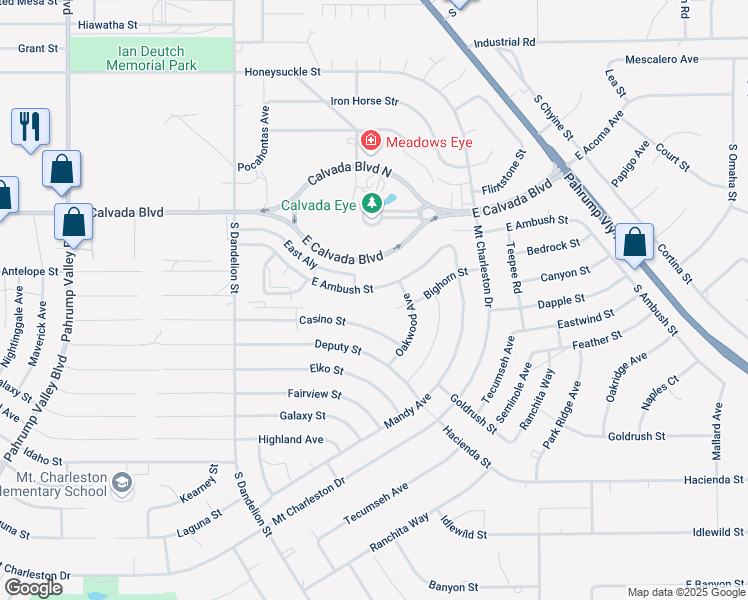 map of restaurants, bars, coffee shops, grocery stores, and more near 2111 East Ambush Street in Pahrump