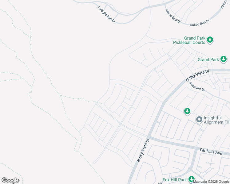 map of restaurants, bars, coffee shops, grocery stores, and more near Sky Vista Drive in Las Vegas