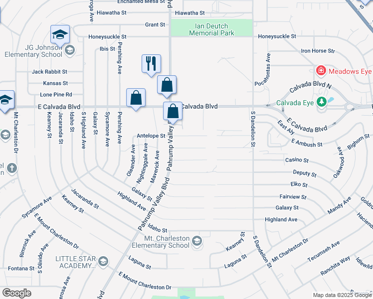 map of restaurants, bars, coffee shops, grocery stores, and more near 1471 Bighorn Street in Pahrump