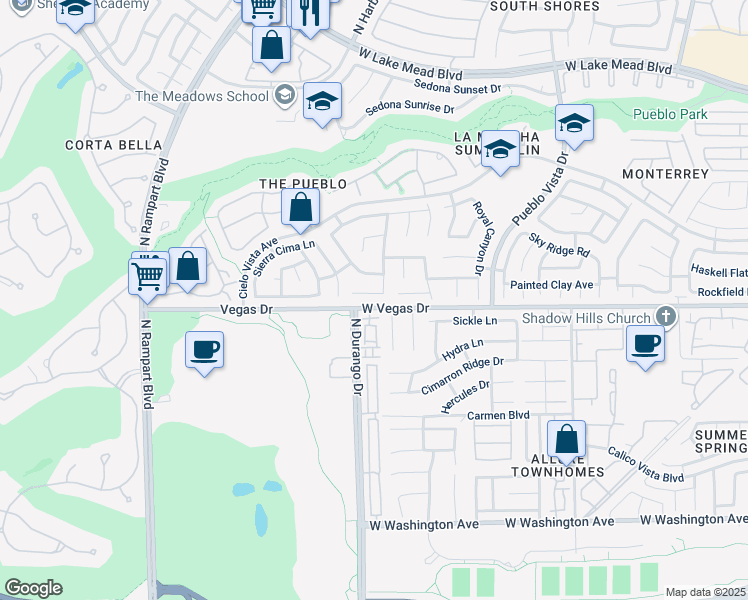 map of restaurants, bars, coffee shops, grocery stores, and more near 8405 Willow Point Court in Las Vegas