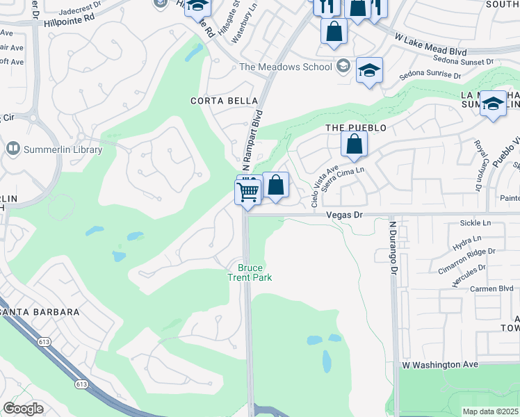 map of restaurants, bars, coffee shops, grocery stores, and more near 8737 Red Brook Drive in Las Vegas