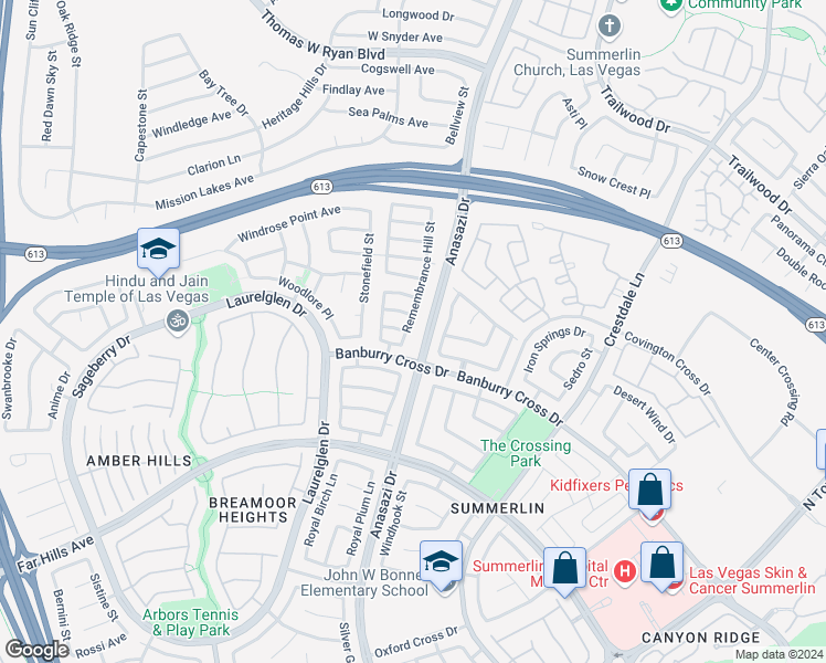 map of restaurants, bars, coffee shops, grocery stores, and more near 1516 Remembrance Hill Street in Las Vegas