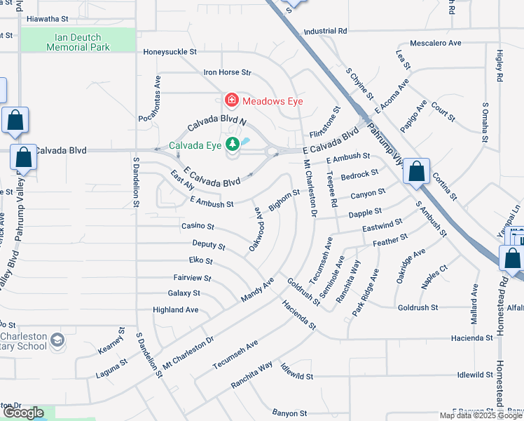 map of restaurants, bars, coffee shops, grocery stores, and more near 2160 Bighorn Street in Pahrump