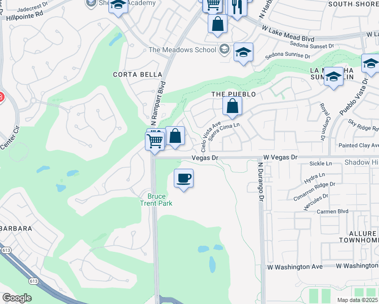 map of restaurants, bars, coffee shops, grocery stores, and more near 8709 Red Brook Drive in Las Vegas