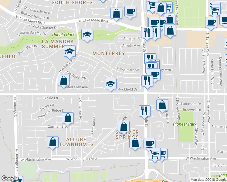 map of restaurants, bars, coffee shops, grocery stores, and more near 7800 Vegas Drive in Las Vegas