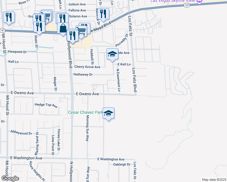map of restaurants, bars, coffee shops, grocery stores, and more near 6957 Lazy Sunset Court in Las Vegas