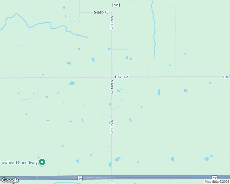 map of restaurants, bars, coffee shops, grocery stores, and more near 57128 South 690 Road in Colcord
