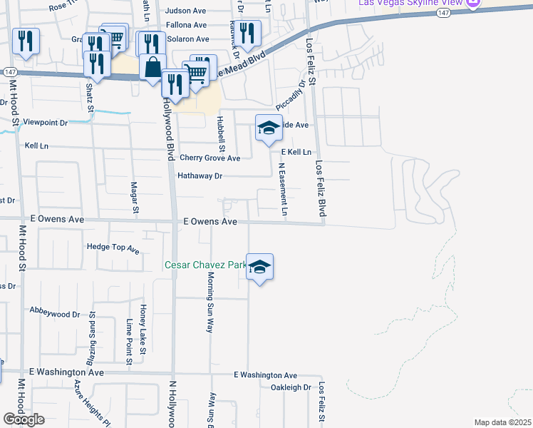 map of restaurants, bars, coffee shops, grocery stores, and more near 6957 Lazy Sunset Court in Las Vegas