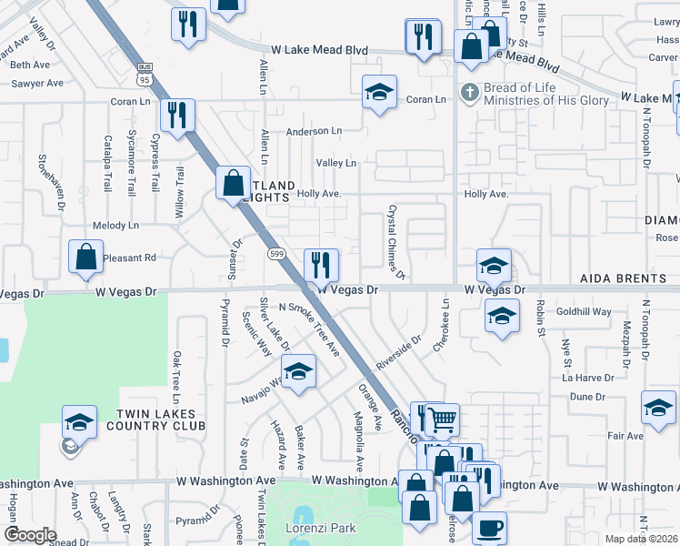 map of restaurants, bars, coffee shops, grocery stores, and more near 3046 West Vegas Drive in Las Vegas