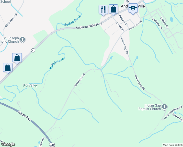 map of restaurants, bars, coffee shops, grocery stores, and more near 1574 Mountain Road in Andersonville