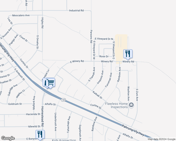 map of restaurants, bars, coffee shops, grocery stores, and more near 2061 Nemana Lane in Pahrump