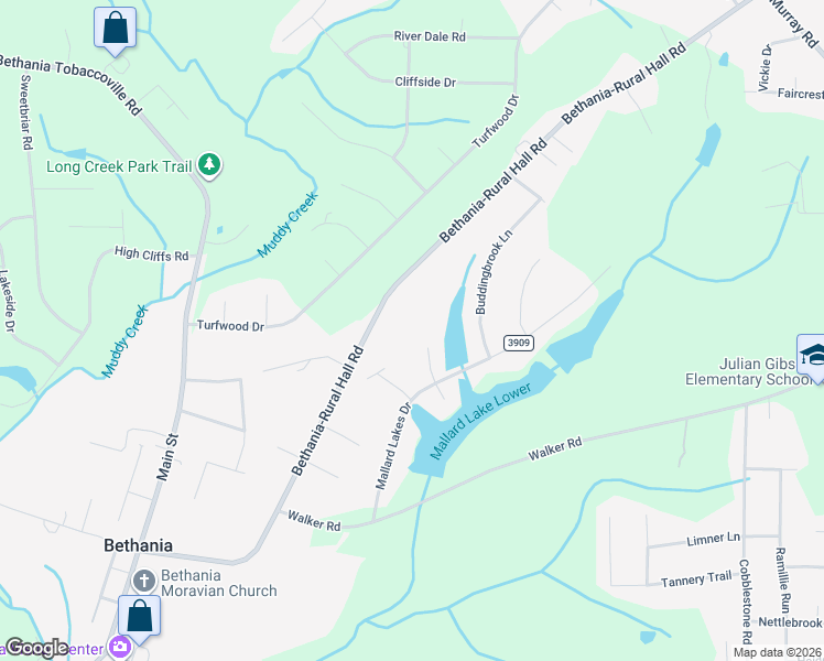 map of restaurants, bars, coffee shops, grocery stores, and more near 2140 Widgeon Court in Winston-Salem