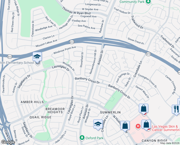map of restaurants, bars, coffee shops, grocery stores, and more near 10500 Jeremy Ridge Avenue in Las Vegas