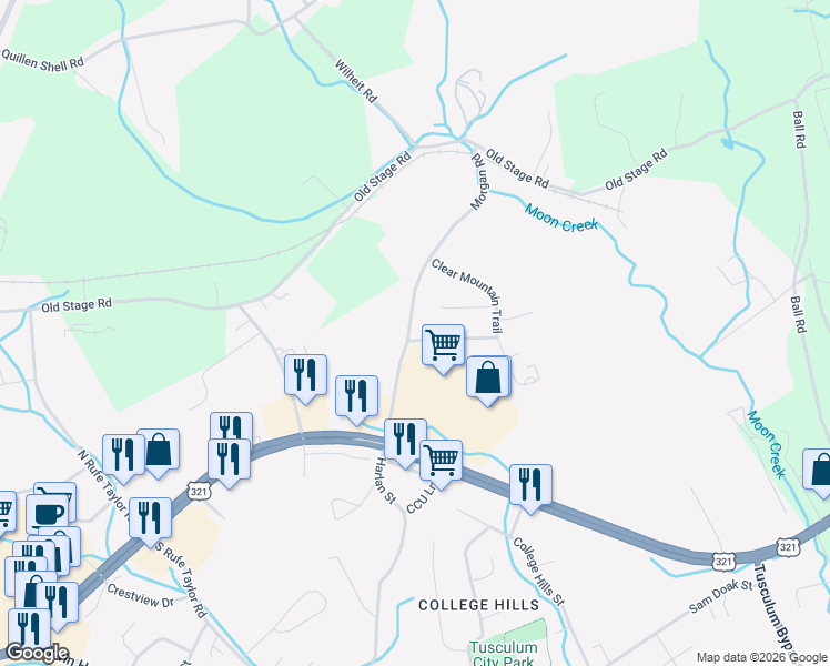 map of restaurants, bars, coffee shops, grocery stores, and more near 230 Morgan Road in Greeneville