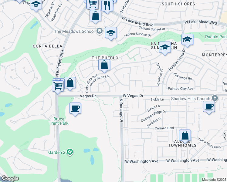 map of restaurants, bars, coffee shops, grocery stores, and more near 1605 Plata Pico Drive in Las Vegas