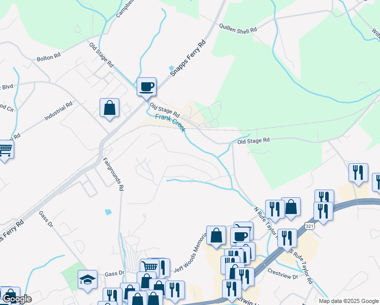 map of restaurants, bars, coffee shops, grocery stores, and more near in Greeneville