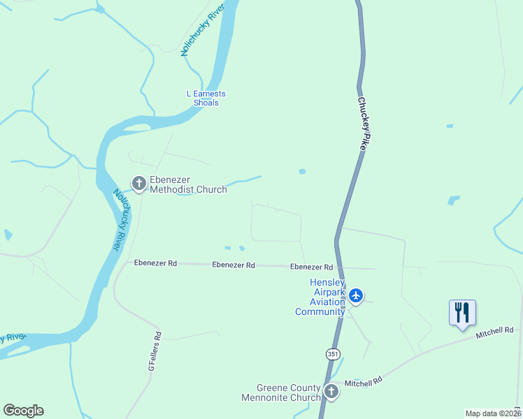 map of restaurants, bars, coffee shops, grocery stores, and more near 335 Ebenezer Loop in Chuckey