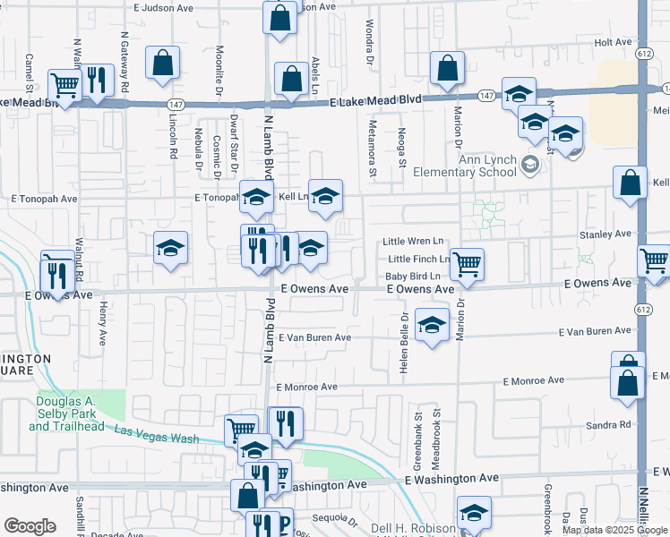 map of restaurants, bars, coffee shops, grocery stores, and more near 4450 East Owens Avenue in Las Vegas