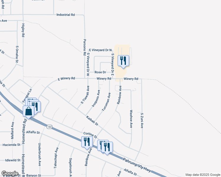 map of restaurants, bars, coffee shops, grocery stores, and more near 2081 Tucuman Avenue in Pahrump