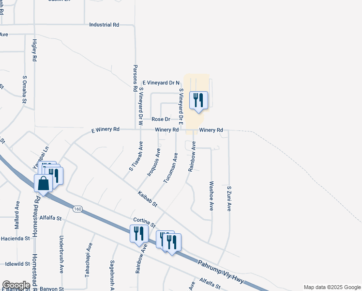 map of restaurants, bars, coffee shops, grocery stores, and more near 2081 Tucuman Avenue in Pahrump
