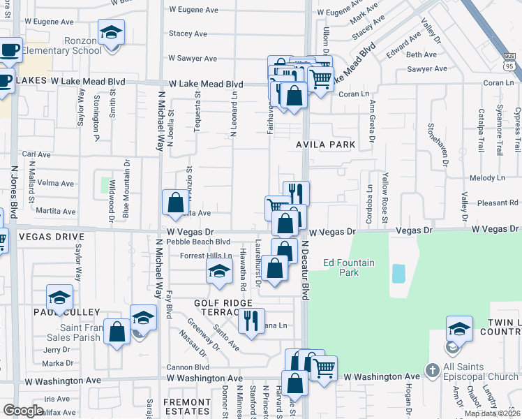 map of restaurants, bars, coffee shops, grocery stores, and more near 4944 Vegas Drive in Las Vegas
