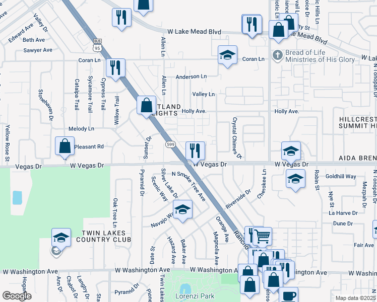 map of restaurants, bars, coffee shops, grocery stores, and more near 3517 Grecian Queen Avenue in Las Vegas