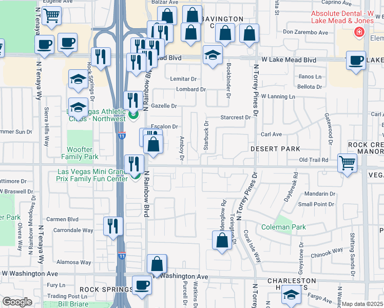 map of restaurants, bars, coffee shops, grocery stores, and more near 1618 Marathon Drive in Las Vegas