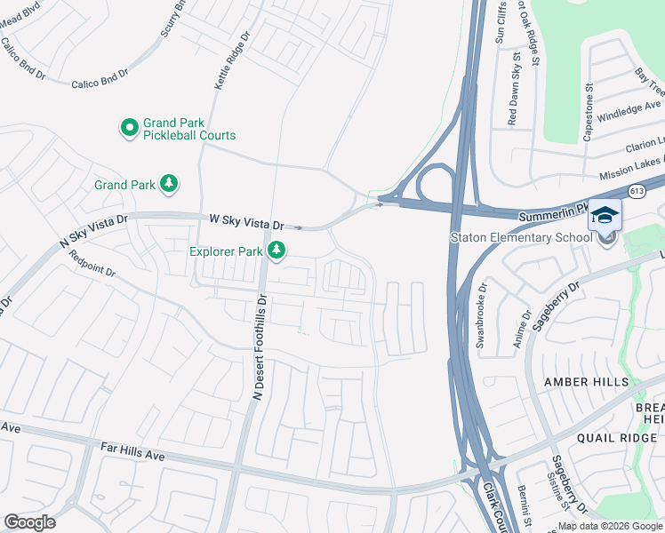 map of restaurants, bars, coffee shops, grocery stores, and more near I-215 West Beltway Trail in Las Vegas