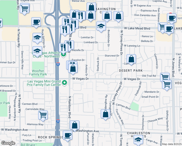 map of restaurants, bars, coffee shops, grocery stores, and more near 1618 Marathon Drive in Las Vegas