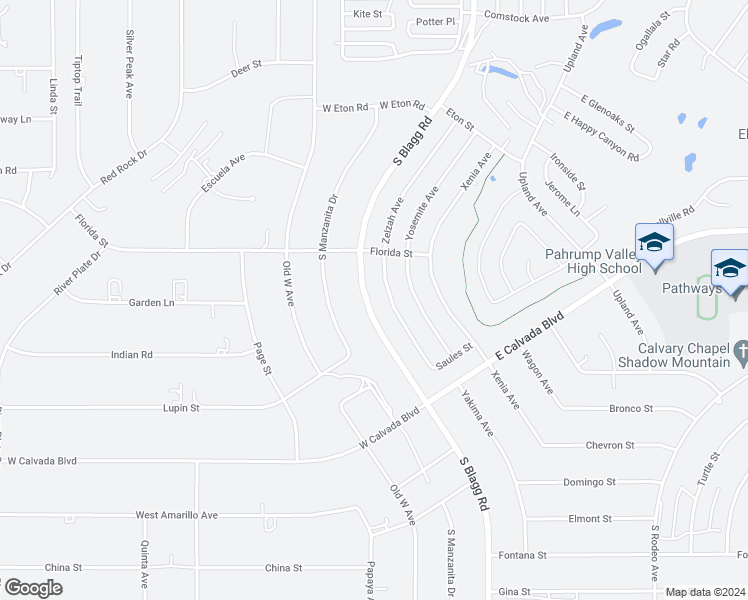 map of restaurants, bars, coffee shops, grocery stores, and more near 2061 South Blagg Road in Pahrump