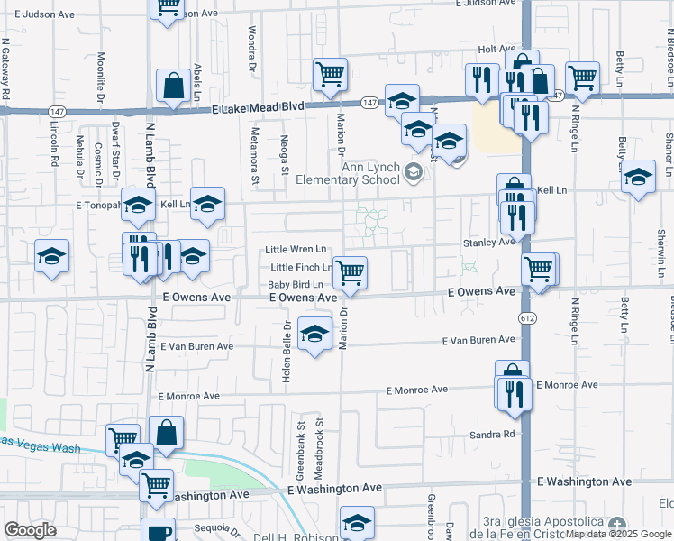 map of restaurants, bars, coffee shops, grocery stores, and more near 1654 Nesting Way in Las Vegas