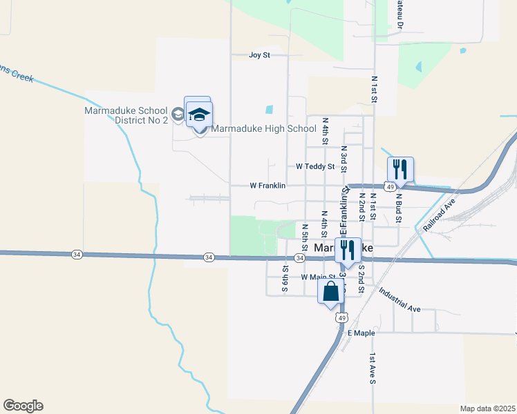 map of restaurants, bars, coffee shops, grocery stores, and more near 500 East Williford Street in Marmaduke