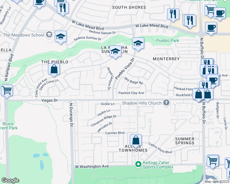map of restaurants, bars, coffee shops, grocery stores, and more near in Las Vegas