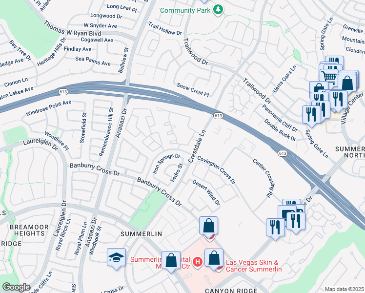 map of restaurants, bars, coffee shops, grocery stores, and more near 10213 Penrith Avenue in Las Vegas