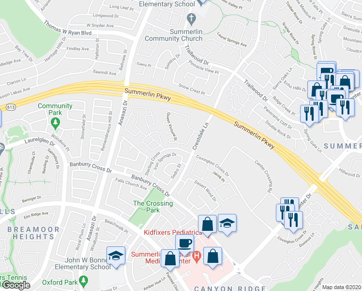 map of restaurants, bars, coffee shops, grocery stores, and more near in Las Vegas