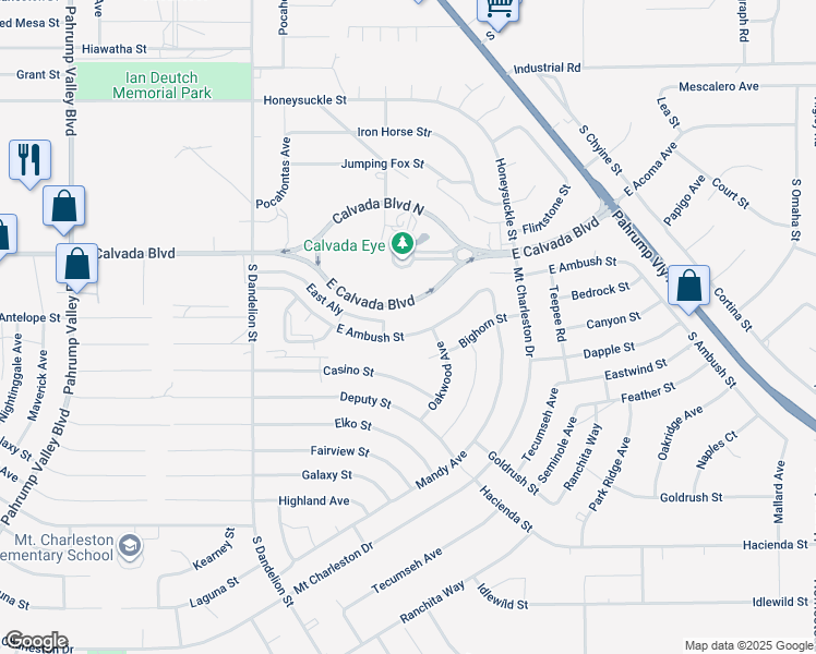 map of restaurants, bars, coffee shops, grocery stores, and more near 2110 East Ambush Street in Pahrump