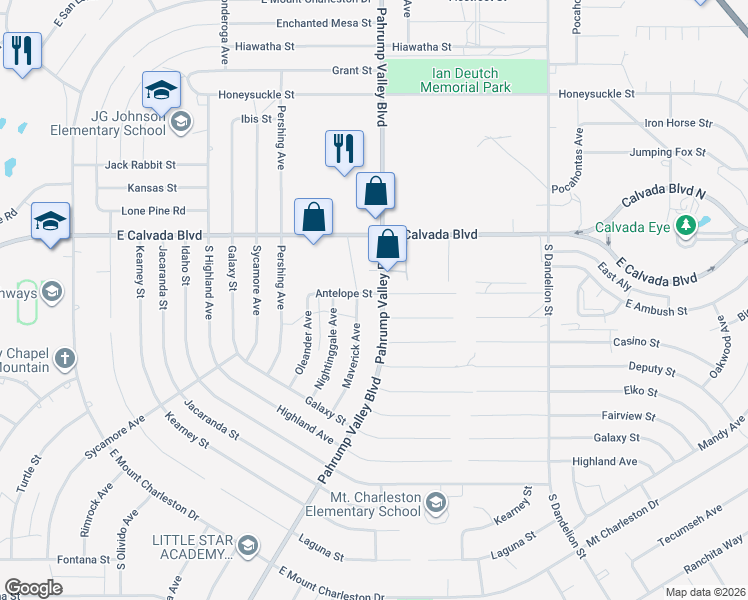 map of restaurants, bars, coffee shops, grocery stores, and more near 2040 Pahrump Valley Boulevard in Pahrump