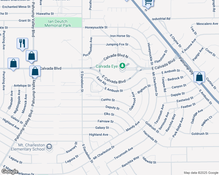map of restaurants, bars, coffee shops, grocery stores, and more near 1980 East Ambush Street in Pahrump