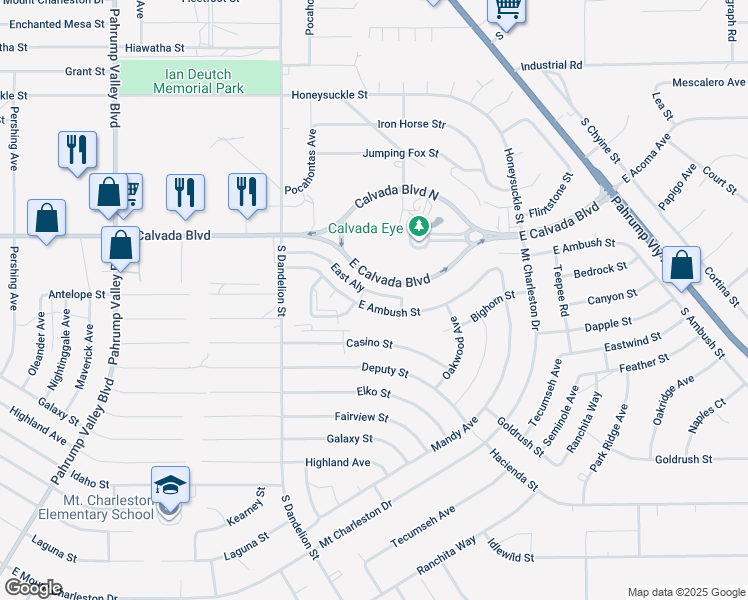 map of restaurants, bars, coffee shops, grocery stores, and more near 1941 Big Horn Street in Pahrump