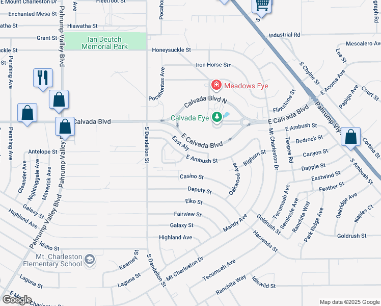 map of restaurants, bars, coffee shops, grocery stores, and more near 1961 East Calvada Boulevard in Pahrump