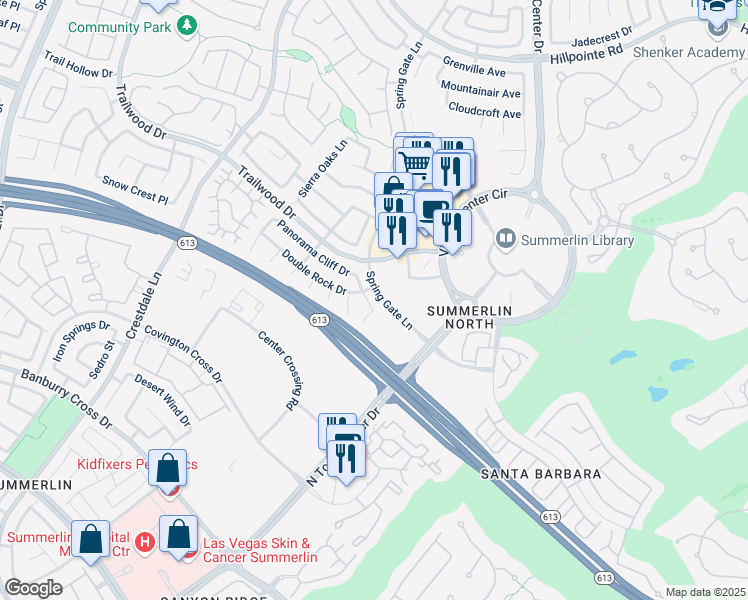 map of restaurants, bars, coffee shops, grocery stores, and more near 1640 Eagle Peak Way in Las Vegas