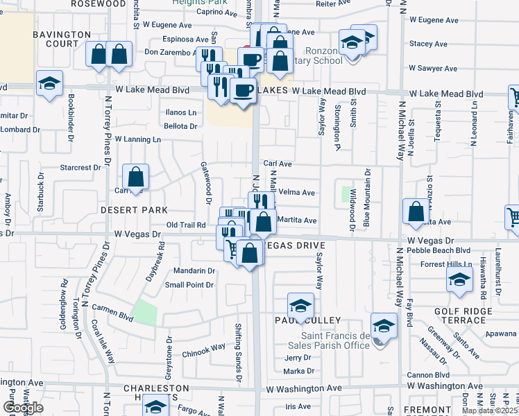 map of restaurants, bars, coffee shops, grocery stores, and more near 1706 North Jones Boulevard in Las Vegas