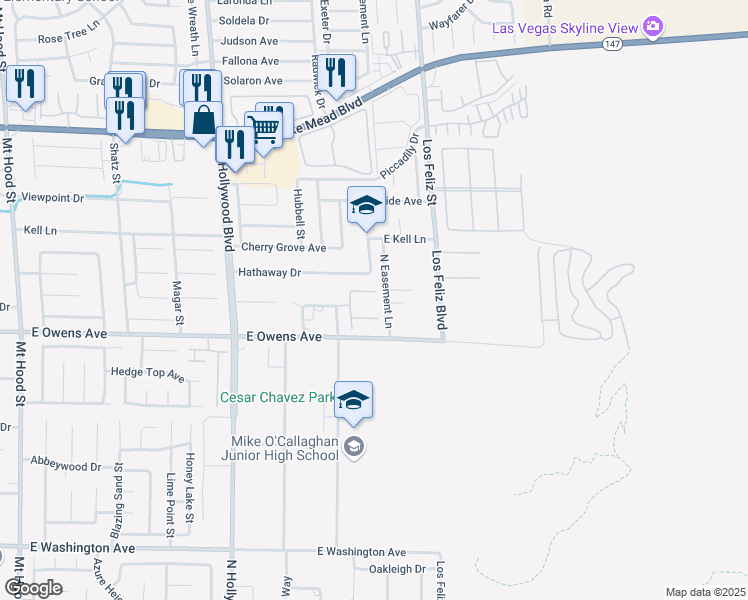 map of restaurants, bars, coffee shops, grocery stores, and more near 6975 Docile Daybreak Court in Las Vegas