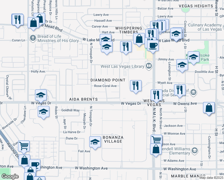 map of restaurants, bars, coffee shops, grocery stores, and more near in Las Vegas