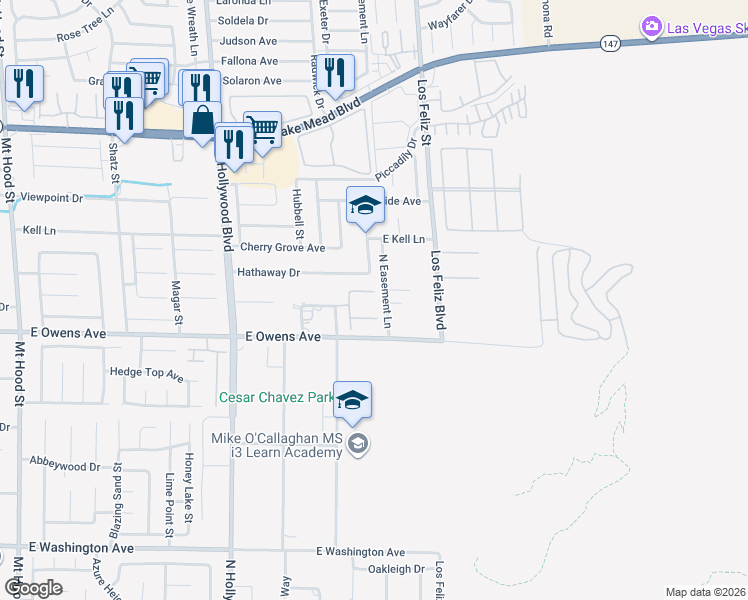 map of restaurants, bars, coffee shops, grocery stores, and more near 6975 Docile Daybreak Court in Las Vegas