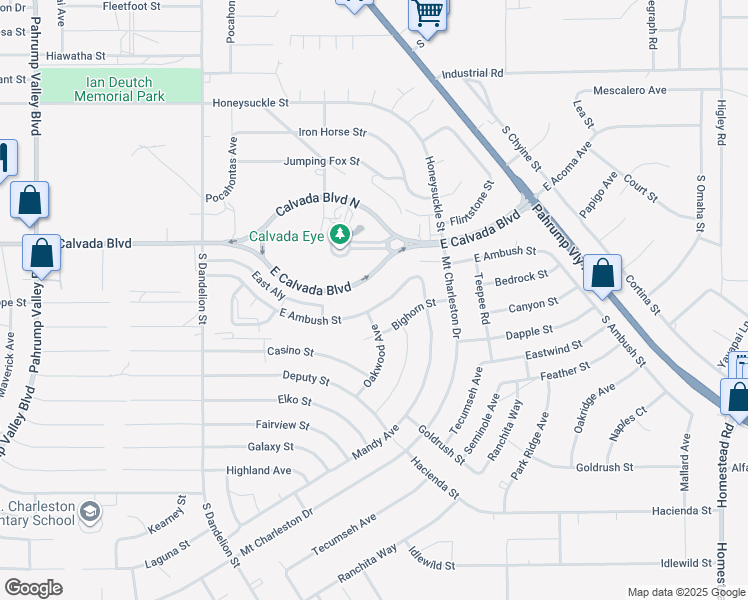 map of restaurants, bars, coffee shops, grocery stores, and more near 2180 East Ambush Street in Pahrump