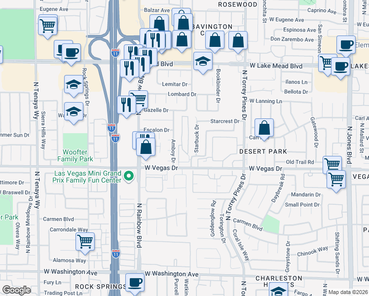 map of restaurants, bars, coffee shops, grocery stores, and more near 1655 Marathon Drive in Las Vegas