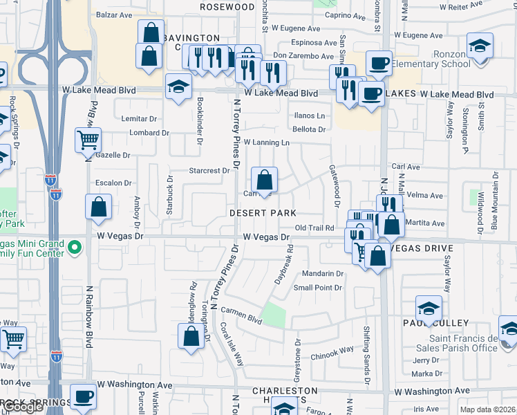 map of restaurants, bars, coffee shops, grocery stores, and more near 1713 Barrel Cactus Court in Las Vegas